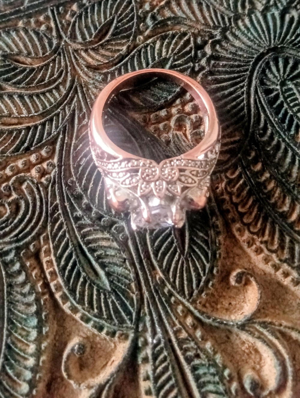 Vtg-Style Sterling Silver 925 Two-Tone Heart Shaped Ring Filigree Detail